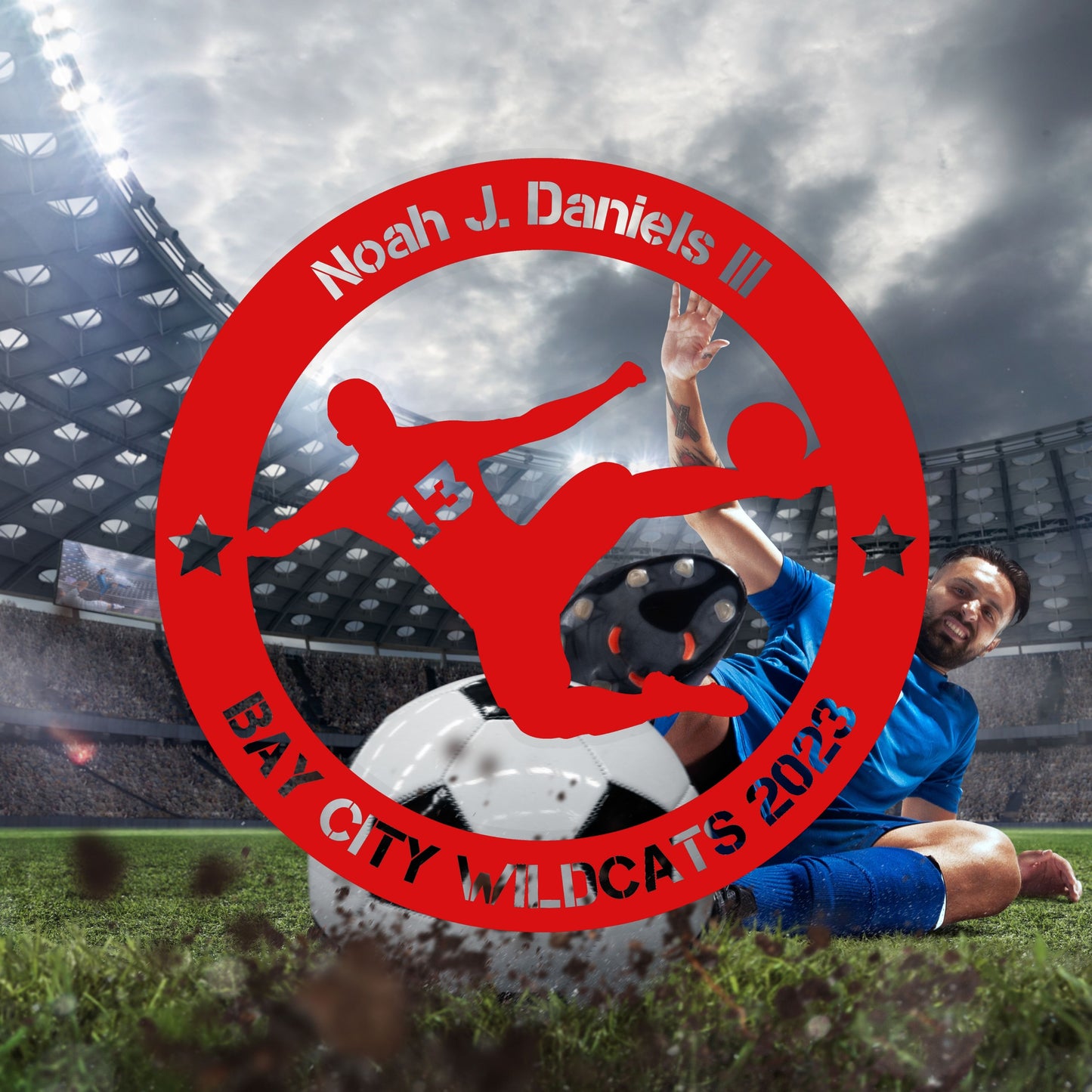 Personalized Soccer Player Metal Wall Art, Football Star Wall Hanging Trophy Plaque, Teen Boy Bedroom Decor, Custom Sports Award for Men