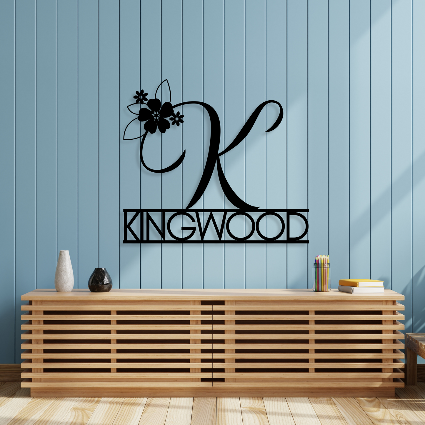 Personalized Floral Monogram Metal Sign
