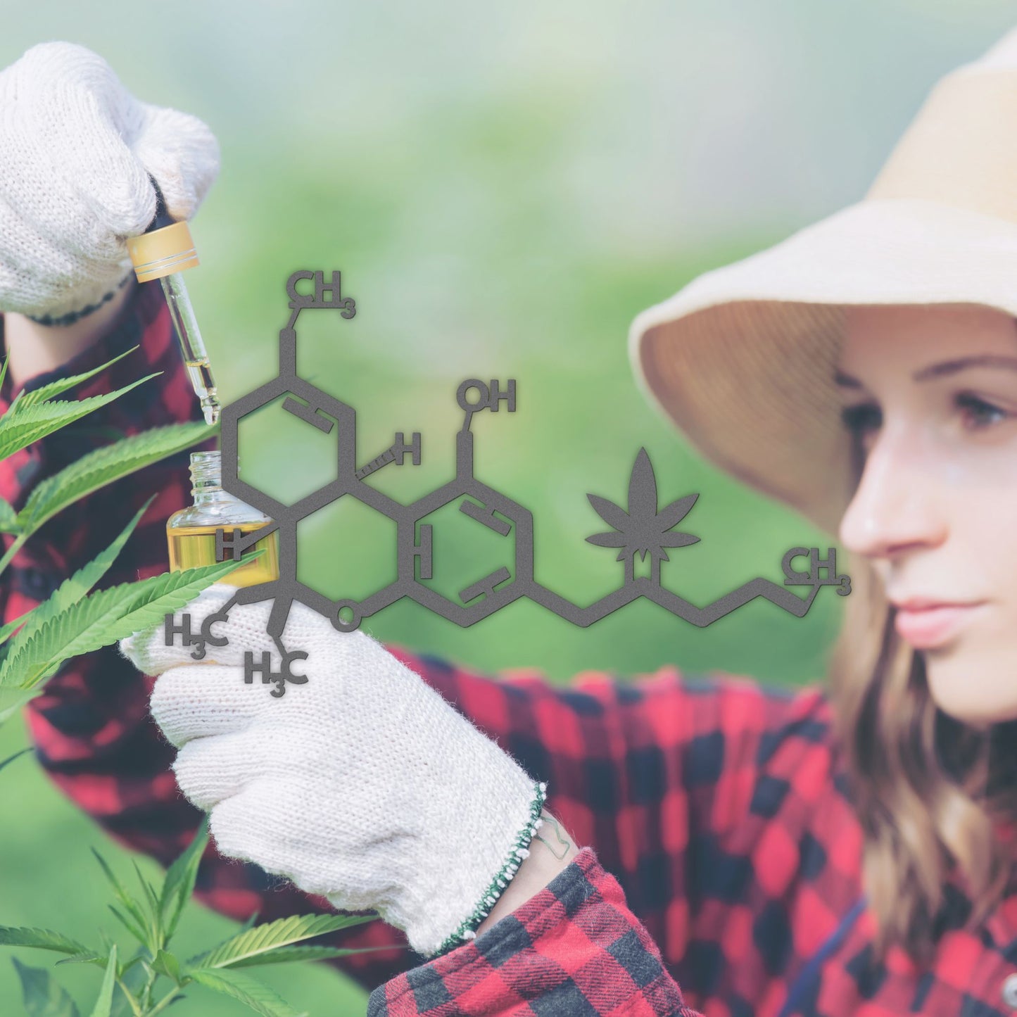 Marijuana Molecule Metal Wall Art, Cannabis Smoke Room Decor