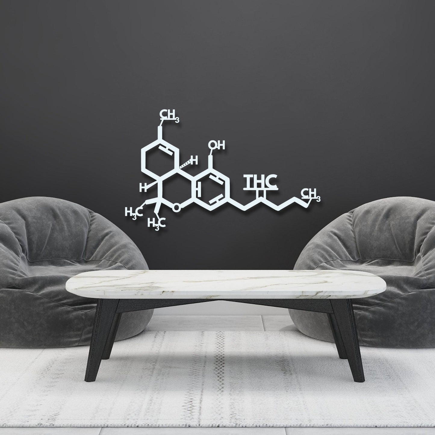 Marijuana Molecule Metal Wall Art, Cannabis Smoke Room Decor