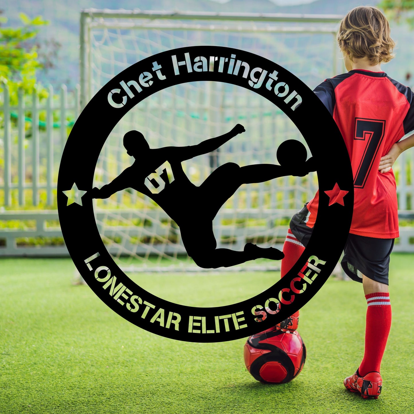 Personalized Soccer Player Metal Wall Art, Football Star Wall Hanging Trophy Plaque, Teen Boy Bedroom Decor, Custom Sports Award for Men