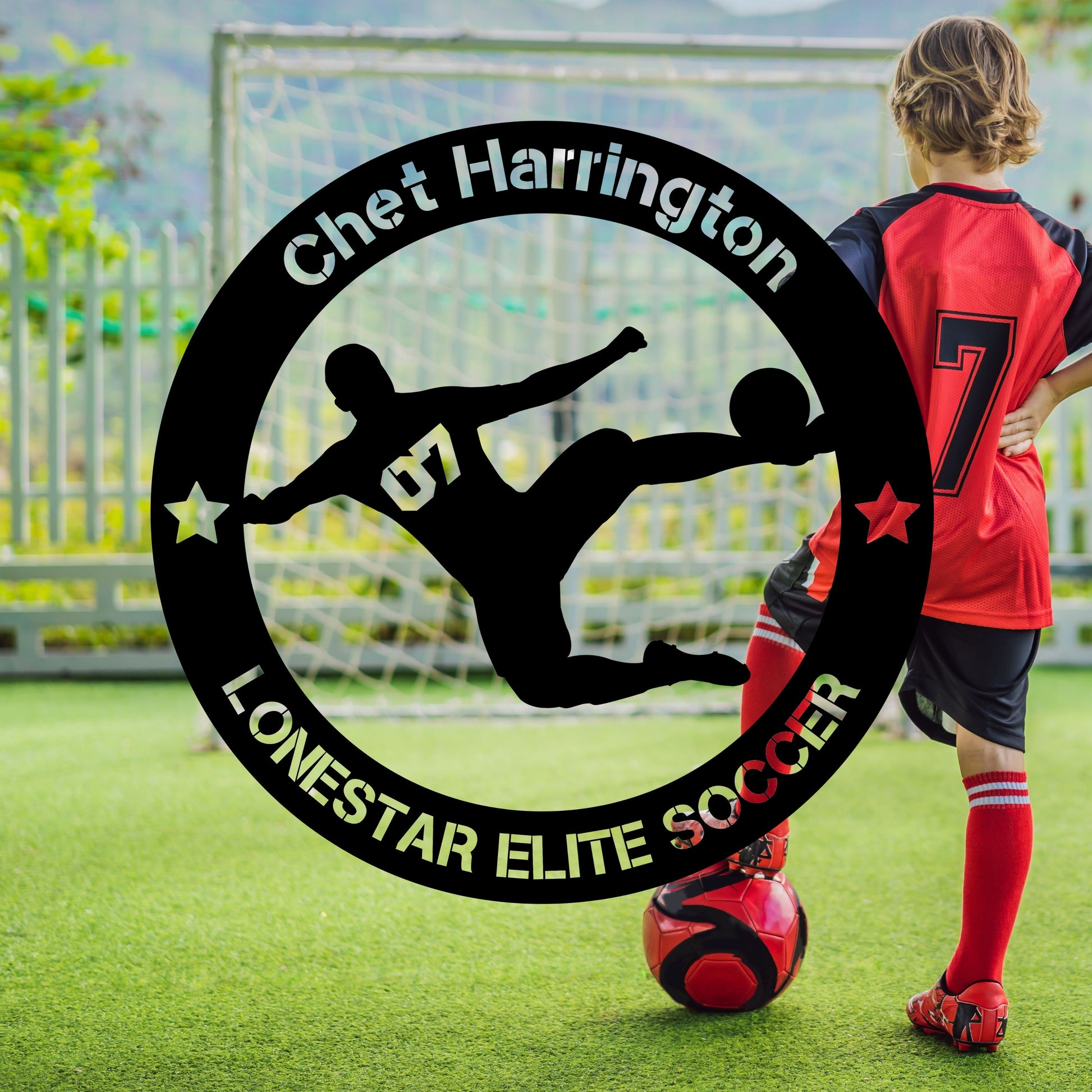 Personalized Soccer Player Metal Wall Art, Football Star Wall Hanging Trophy Plaque, Teen Boy Bedroom Decor, Custom Sports Award for Men