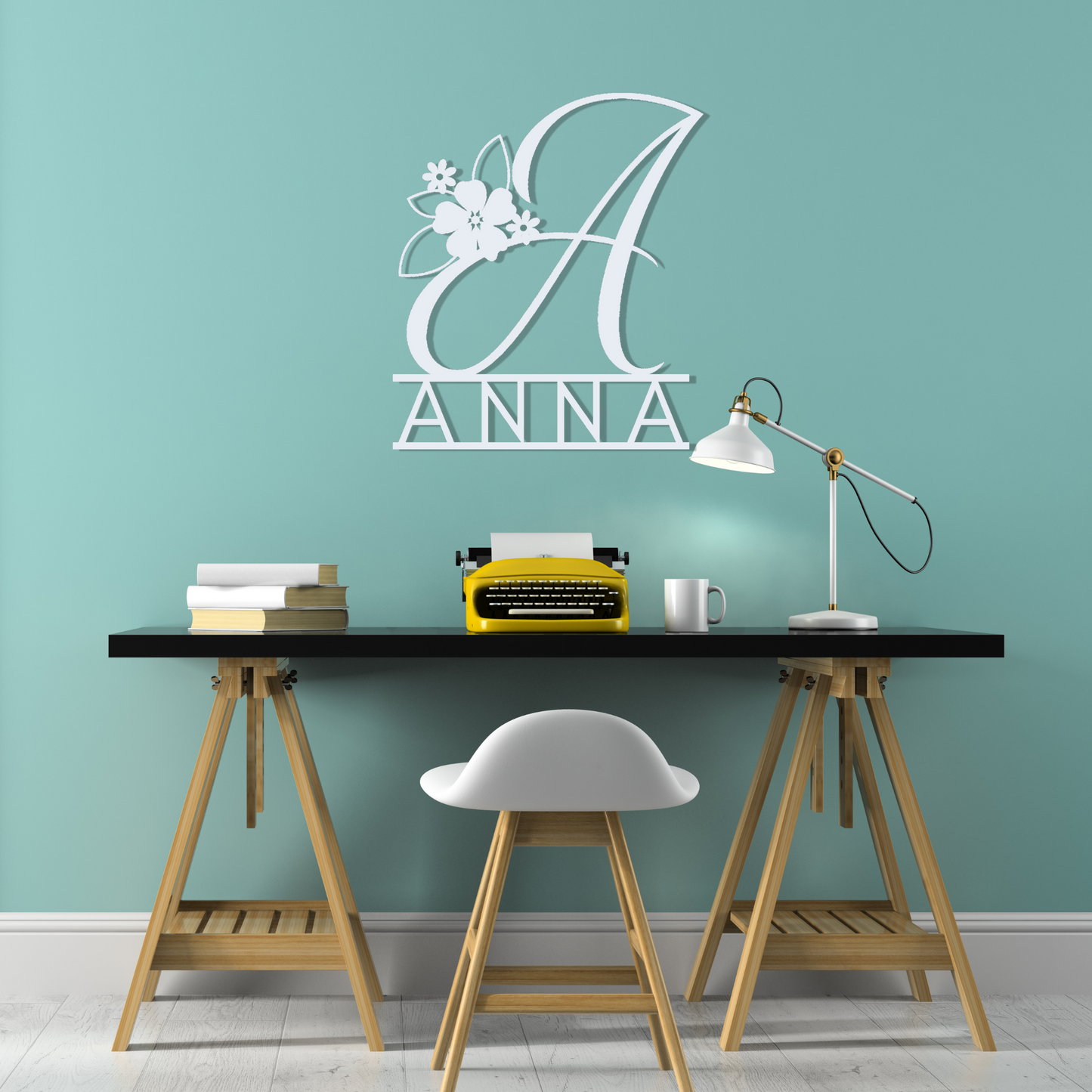 Personalized Floral Monogram Metal Sign