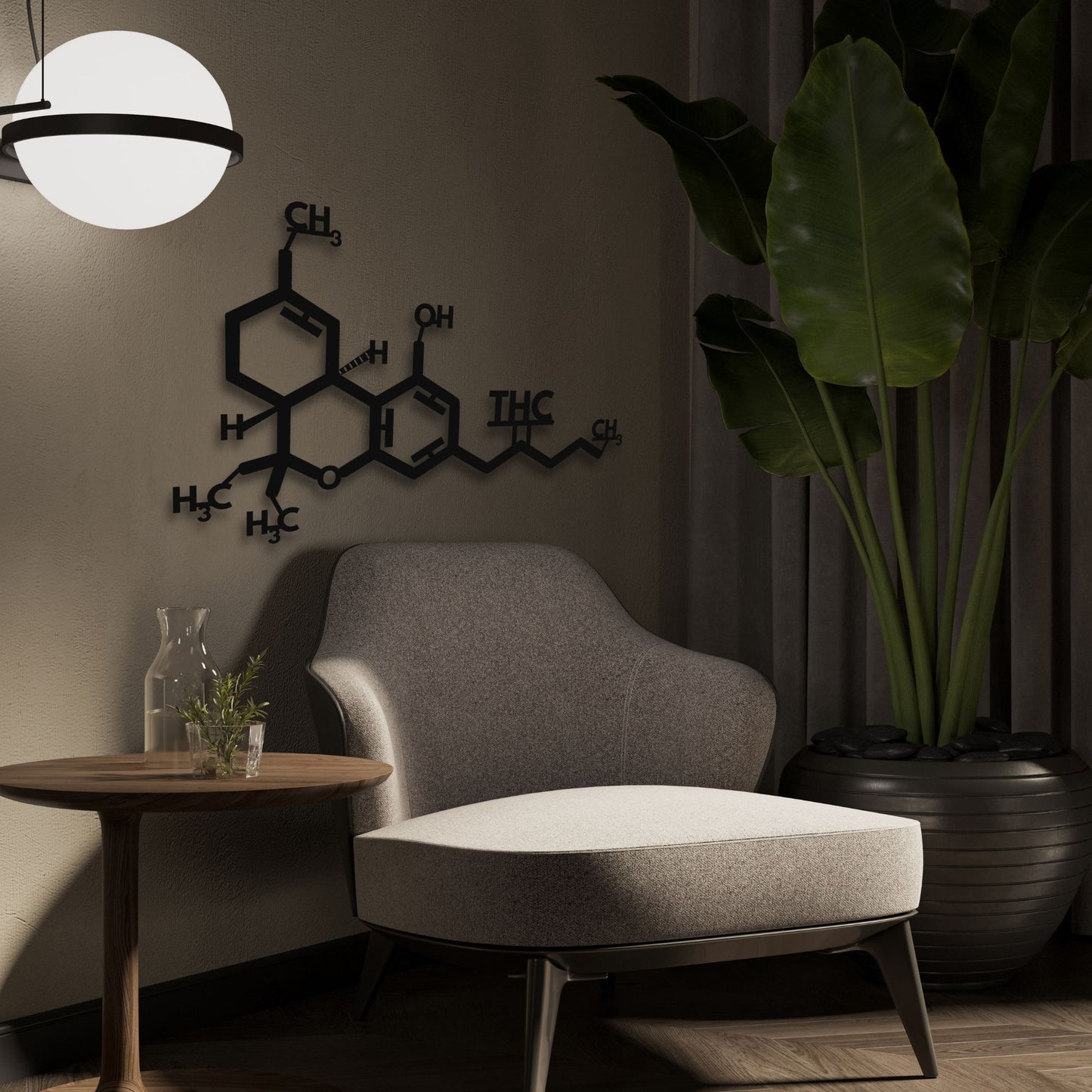 Marijuana Molecule Metal Wall Art, Cannabis Smoke Room Decor