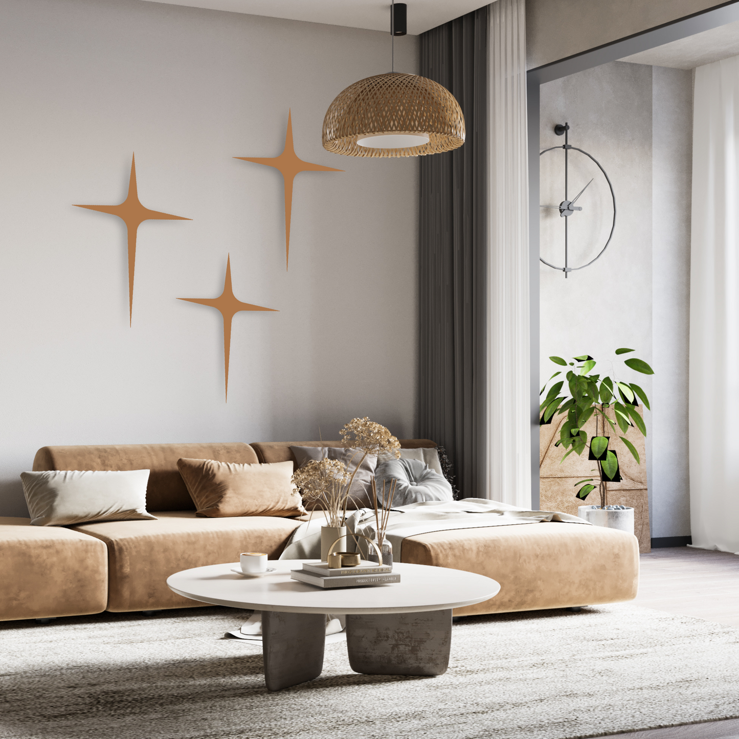 Mid Century Modern Starburst Decor Metal Wall Art