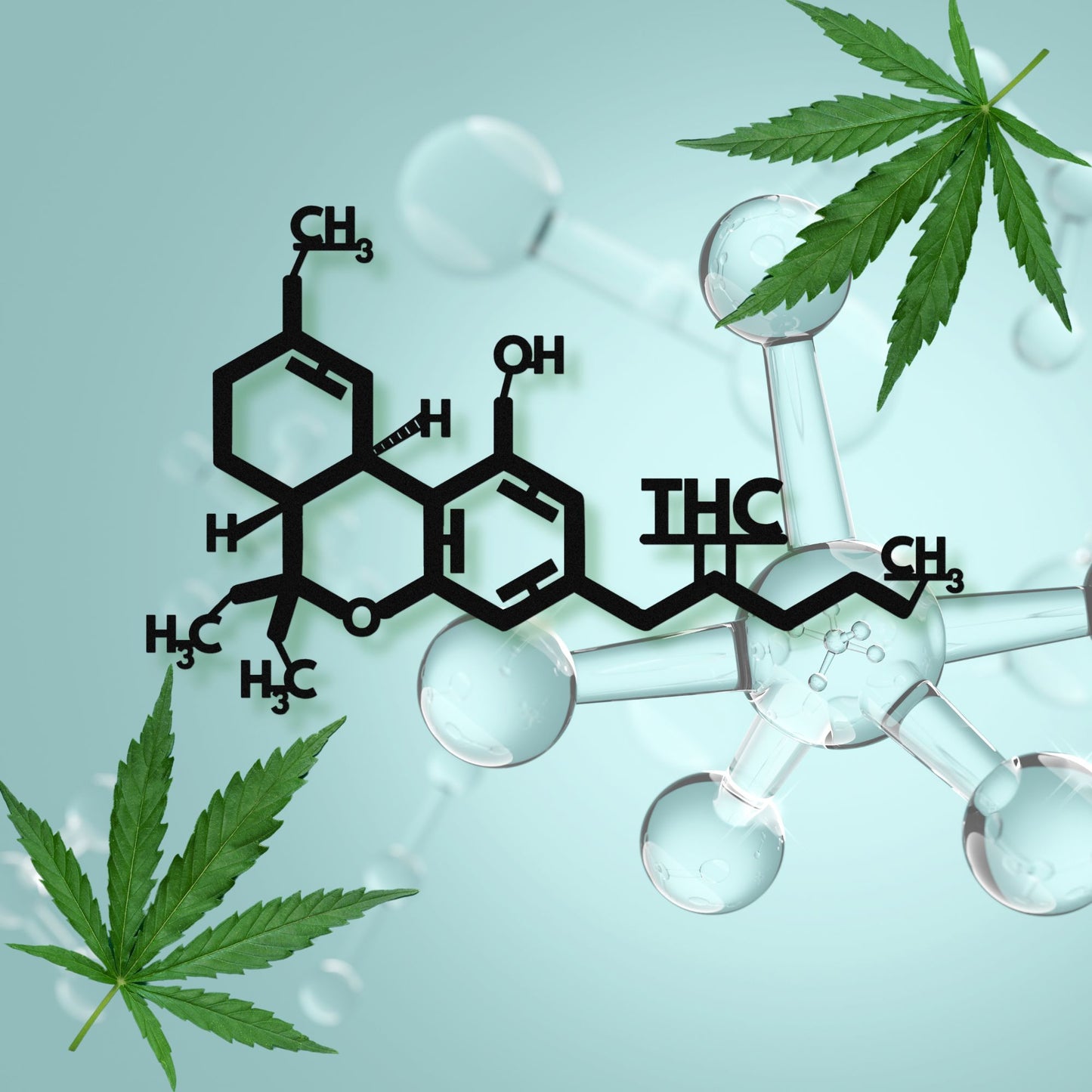 Marijuana Molecule Metal Wall Art, Cannabis Smoke Room Decor