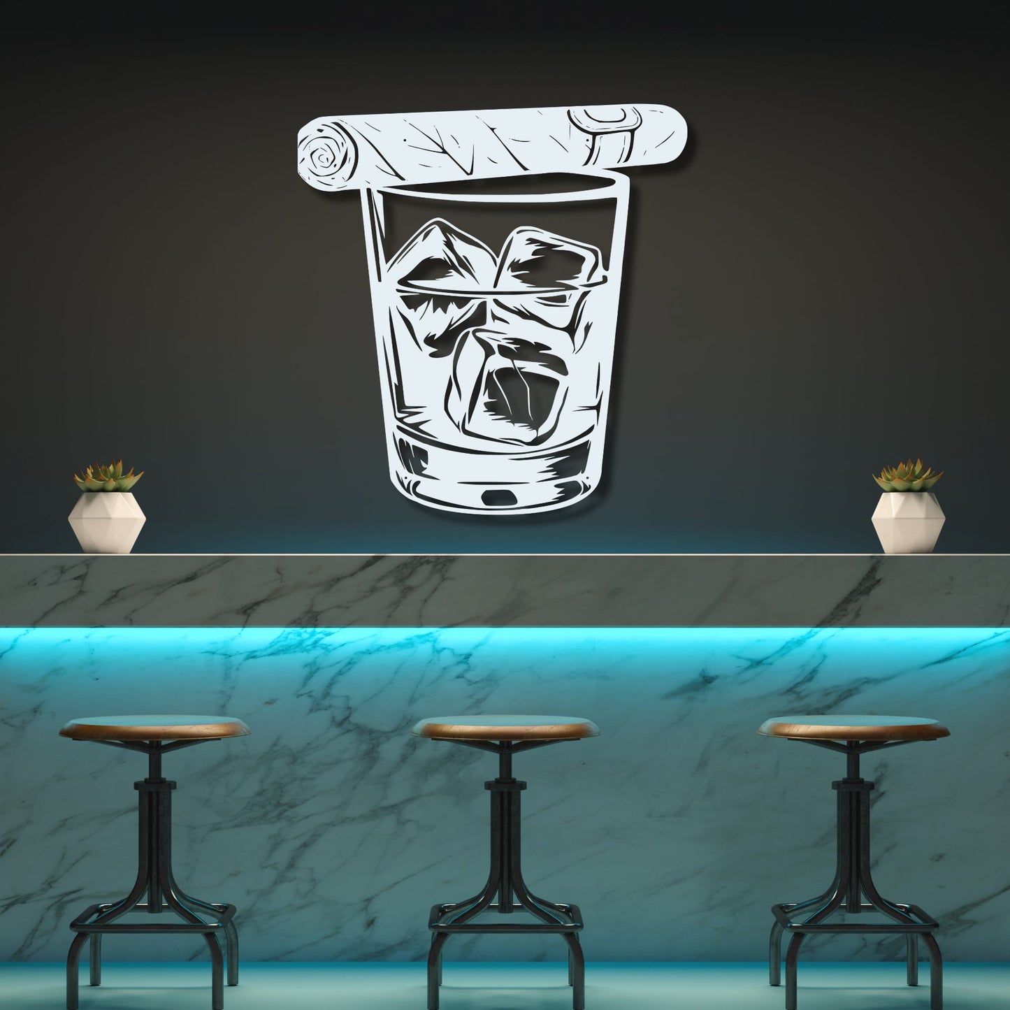 Whiskey & Cigar Metal Wall Art