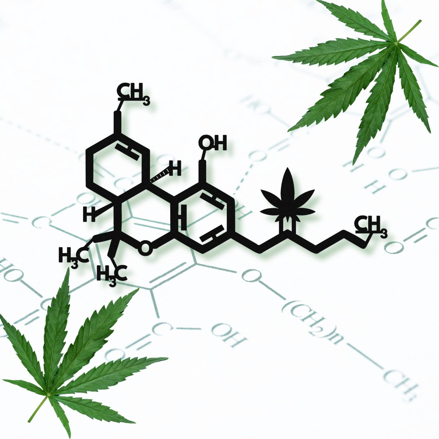 Marijuana Molecule Metal Wall Art, Cannabis Smoke Room Decor