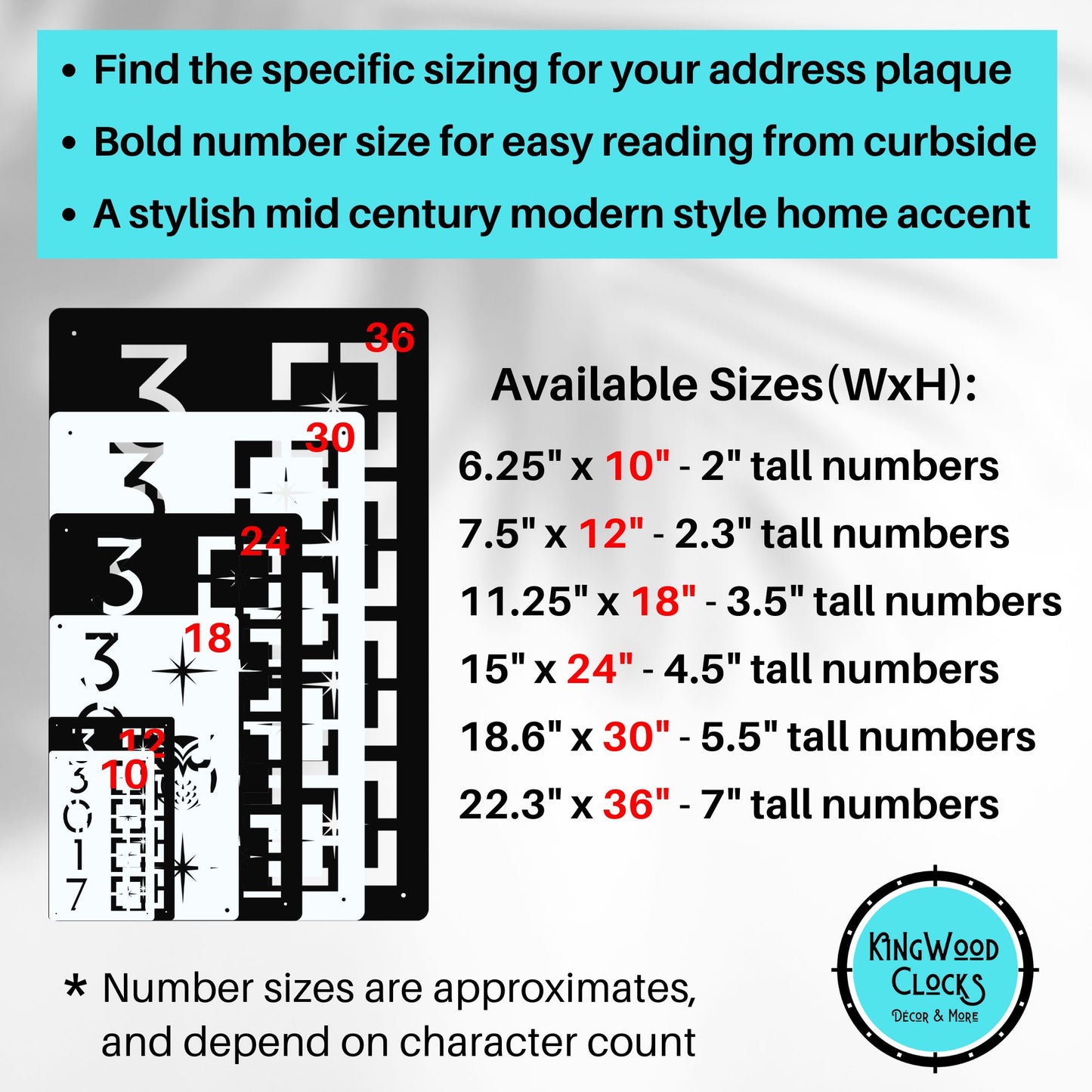 Metal Address Sign, Vertical Starburst Block with available sizes
