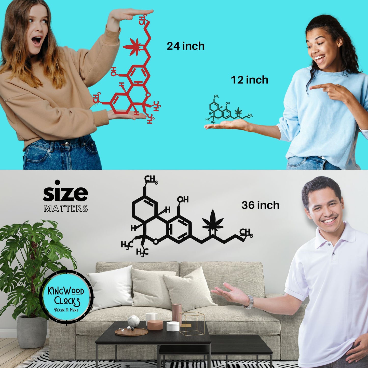 Marijuana Molecule Metal Wall Art, Cannabis Smoke Room Decor