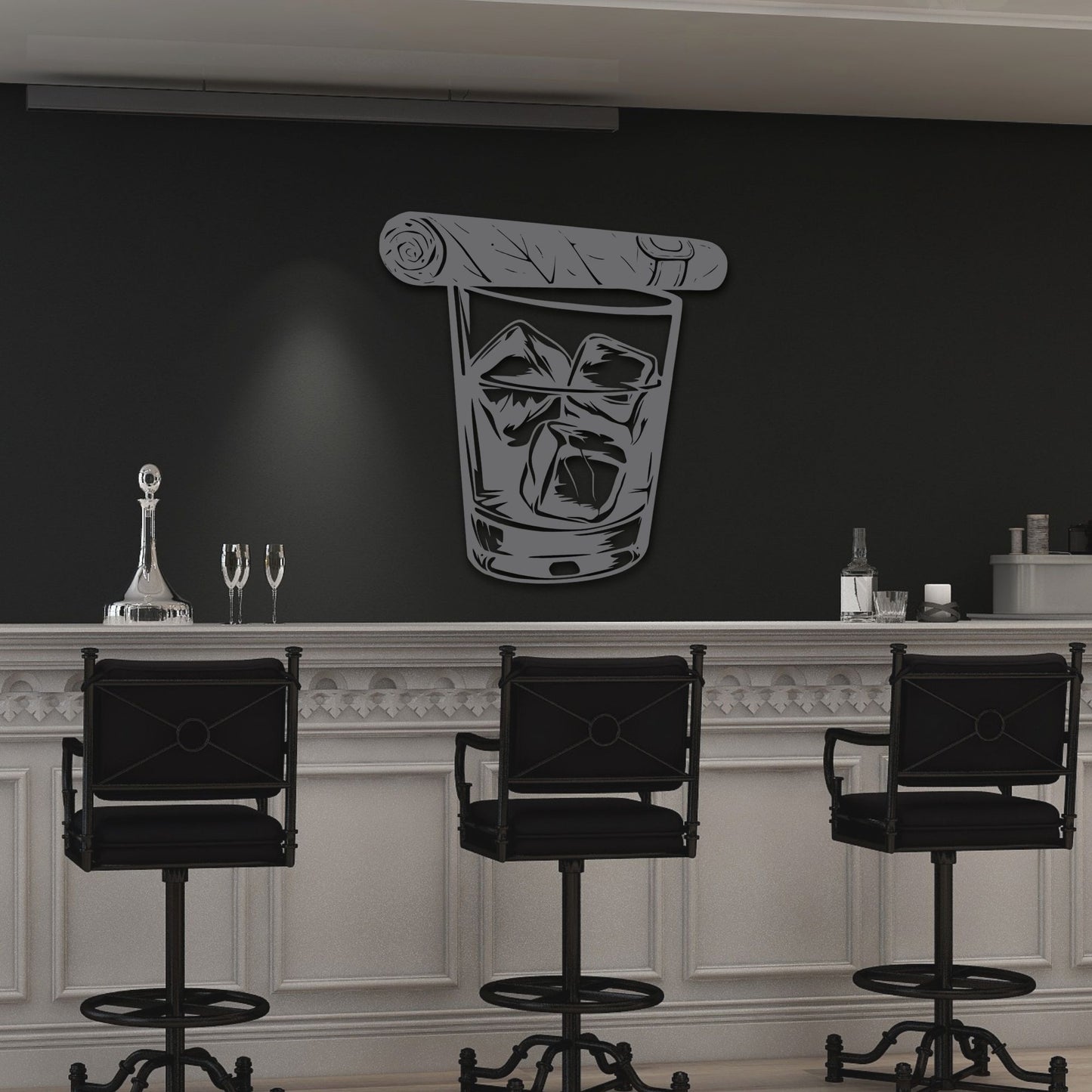 Whiskey & Cigar Metal Wall Art
