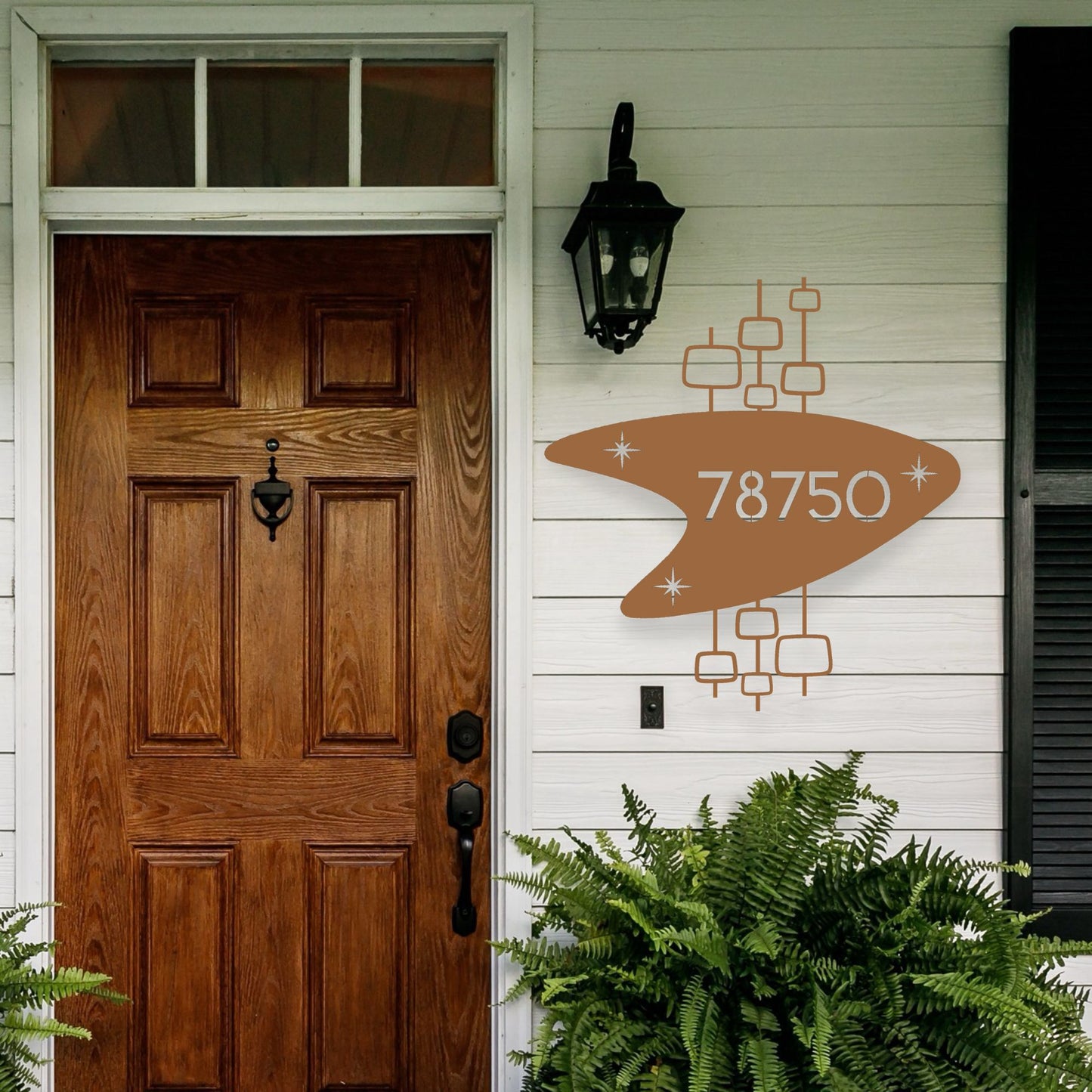 Mid Century Modern Boomerang Address Sign, Retro 50s outdoor Decor, Personalized MCM Vintage Address Porch