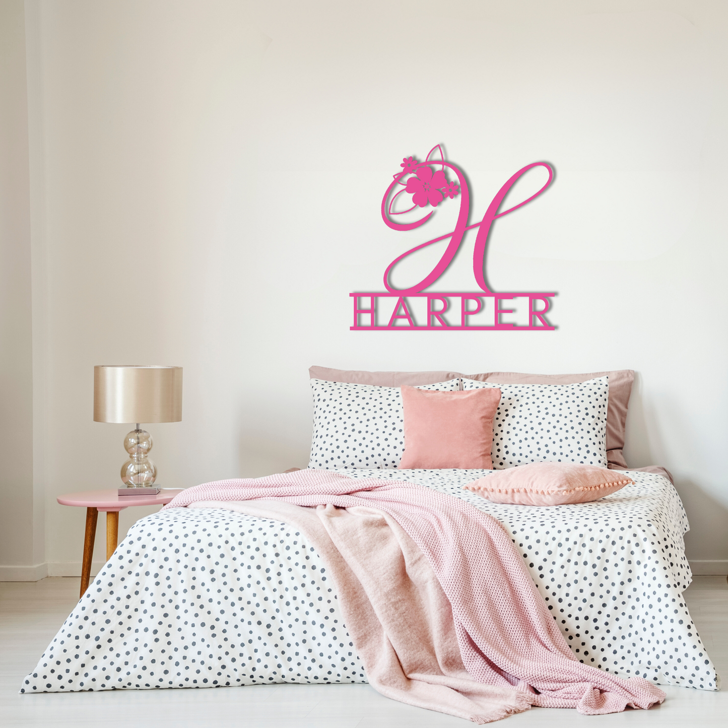 Personalized Floral Monogram Metal Sign
