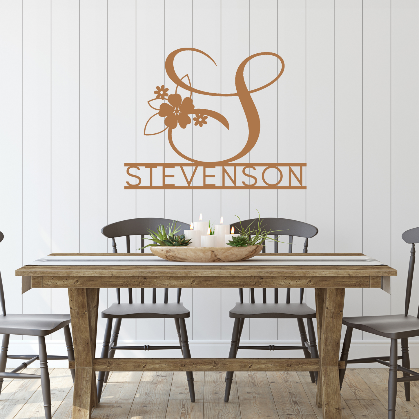 Personalized Floral Monogram Metal Sign