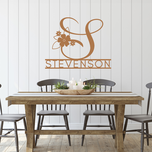 Personalized Floral Monogram Metal Sign