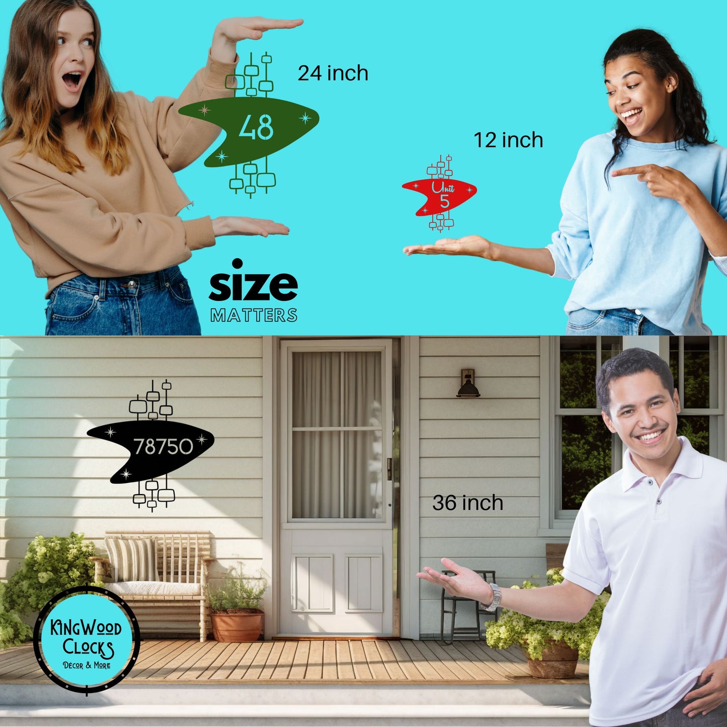 Mid Century Modern Boomerang Address Sign, Retro 50s outdoor Decor, Personalized MCM Vintage Address Porch