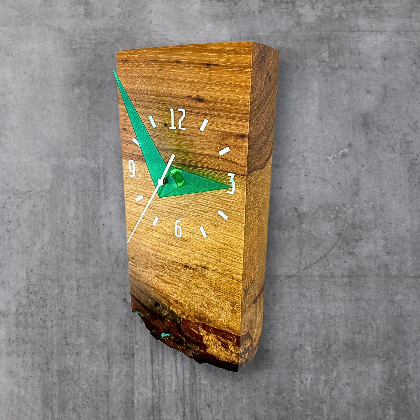 Unique Wooden Wall Decor Clock "Transparency", Live Edge Texas Pecan Slab, Eco Friendly Gifts, Epoxy Resin Art Clock For Office, Burl Wood