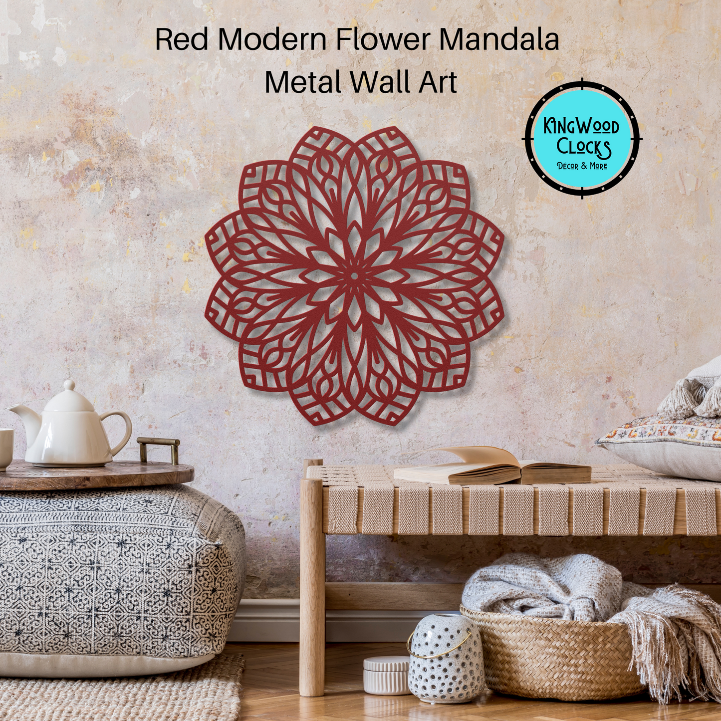 Modern Flower Mandala Metal Wall Art, Wall Art, Large Living Room Wall Art, Bohemian Wall Hanging, 3D Yoga Wall Decor, Housewarming Gifts
