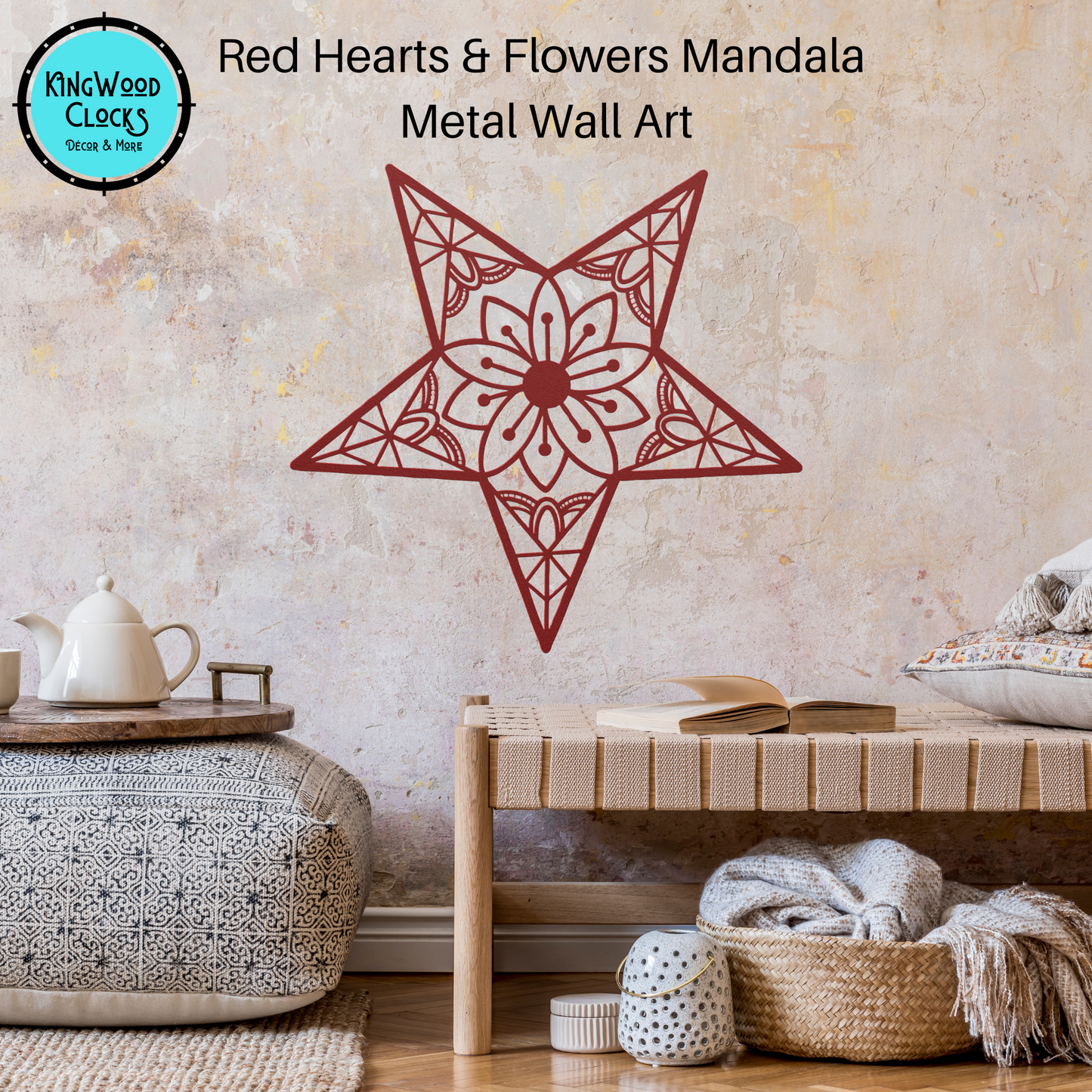 Star Power Mandala Metal Wall Art, Wall Decor, Large Living Room Wall Art, Bohemian Wall Hanging Artwork, Flower Wall Art, Spiritual Gifts