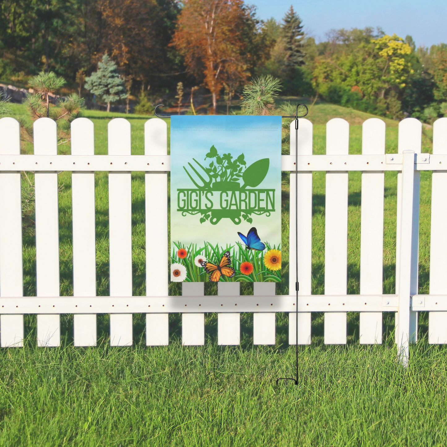 Personalized Blossoms & Butterflies Flag, Gardening Tools Lawn Banner, Retirement Gift For Grandma, Housewarming Gift, Gardner's Haven Sign