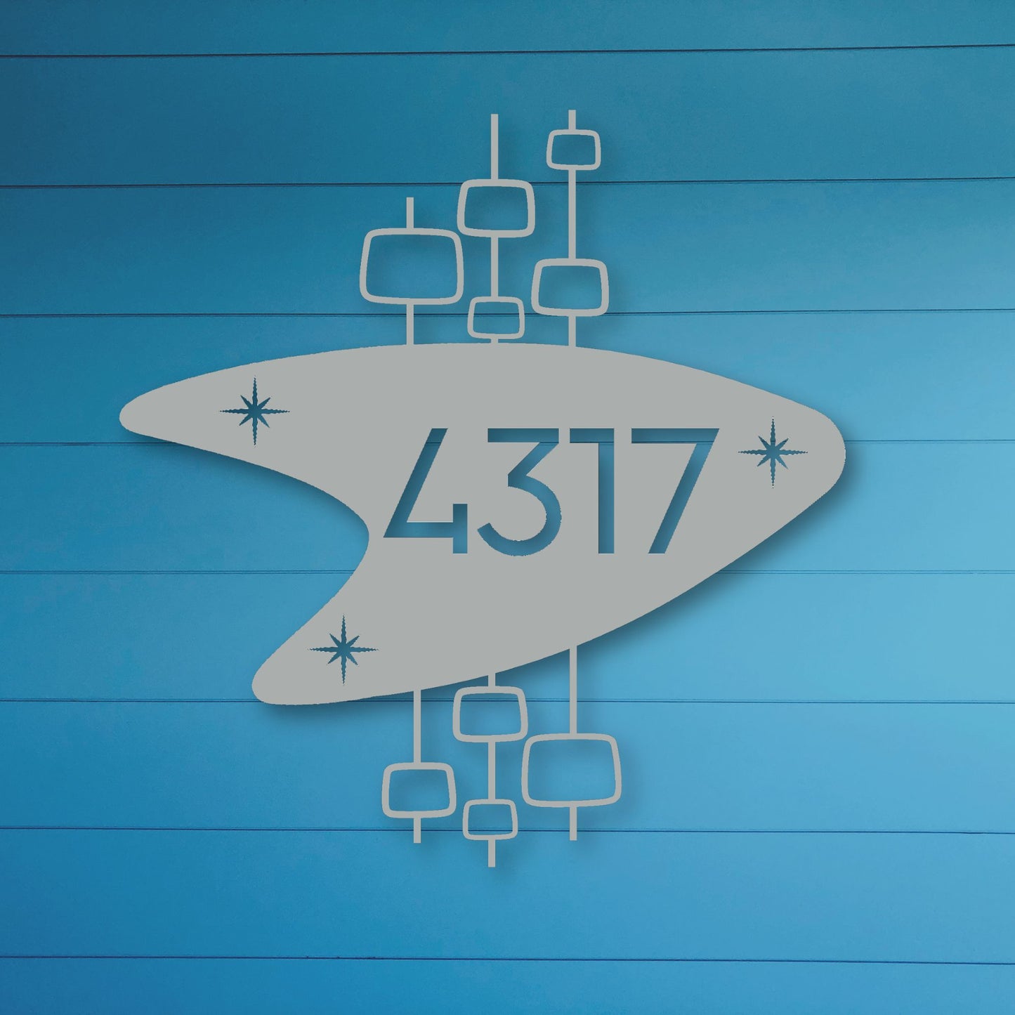 Mid Century Modern Boomerang Address Sign, Retro 50s outdoor Decor, Personalized MCM Vintage Address Porch