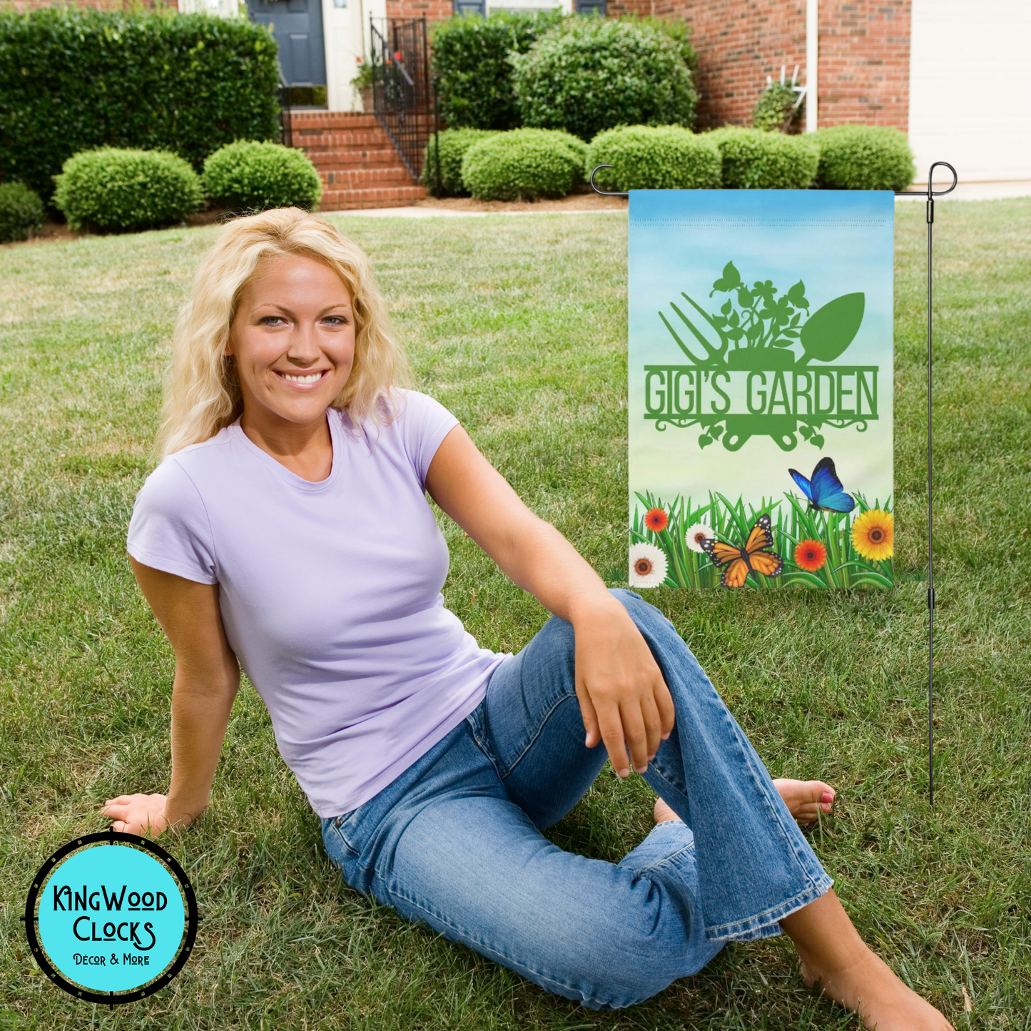 Personalized Blossoms & Butterflies Flag, Gardening Tools Lawn Banner, Retirement Gift For Grandma, Housewarming Gift, Gardner's Haven Sign