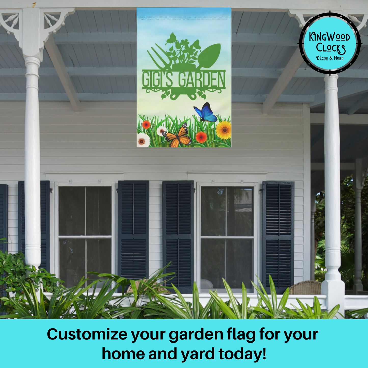 Personalized Blossoms & Butterflies Flag, Gardening Tools Lawn Banner, Retirement Gift For Grandma, Housewarming Gift, Gardner's Haven Sign