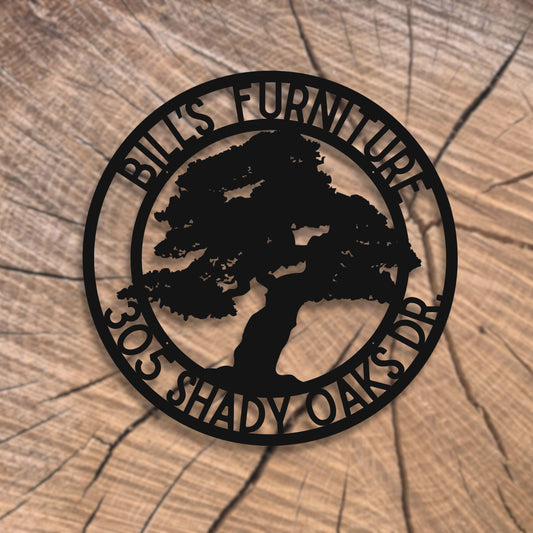Personalized Oak Tree Of Metal Wall Sign