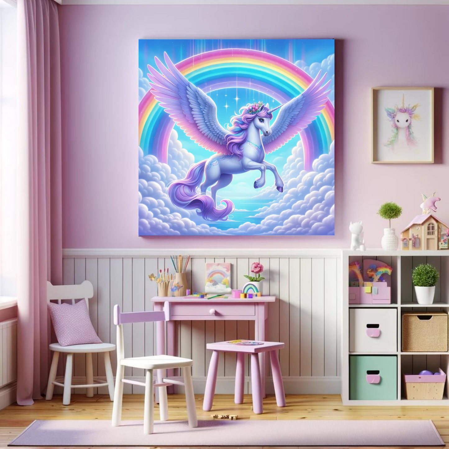 Alicorn Rainbow Canvas Wall Art