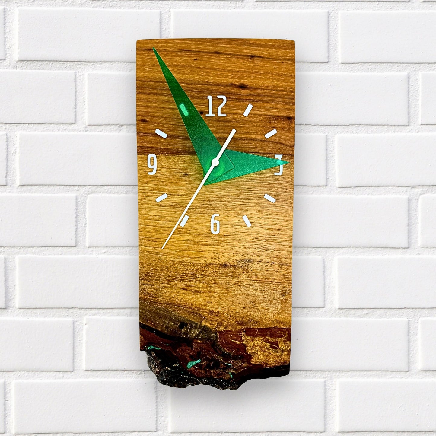 Unique Wooden Wall Decor Clock "Transparency", Live Edge Texas Pecan Slab, Eco Friendly Gifts, Epoxy Resin Art Clock For Office, Burl Wood