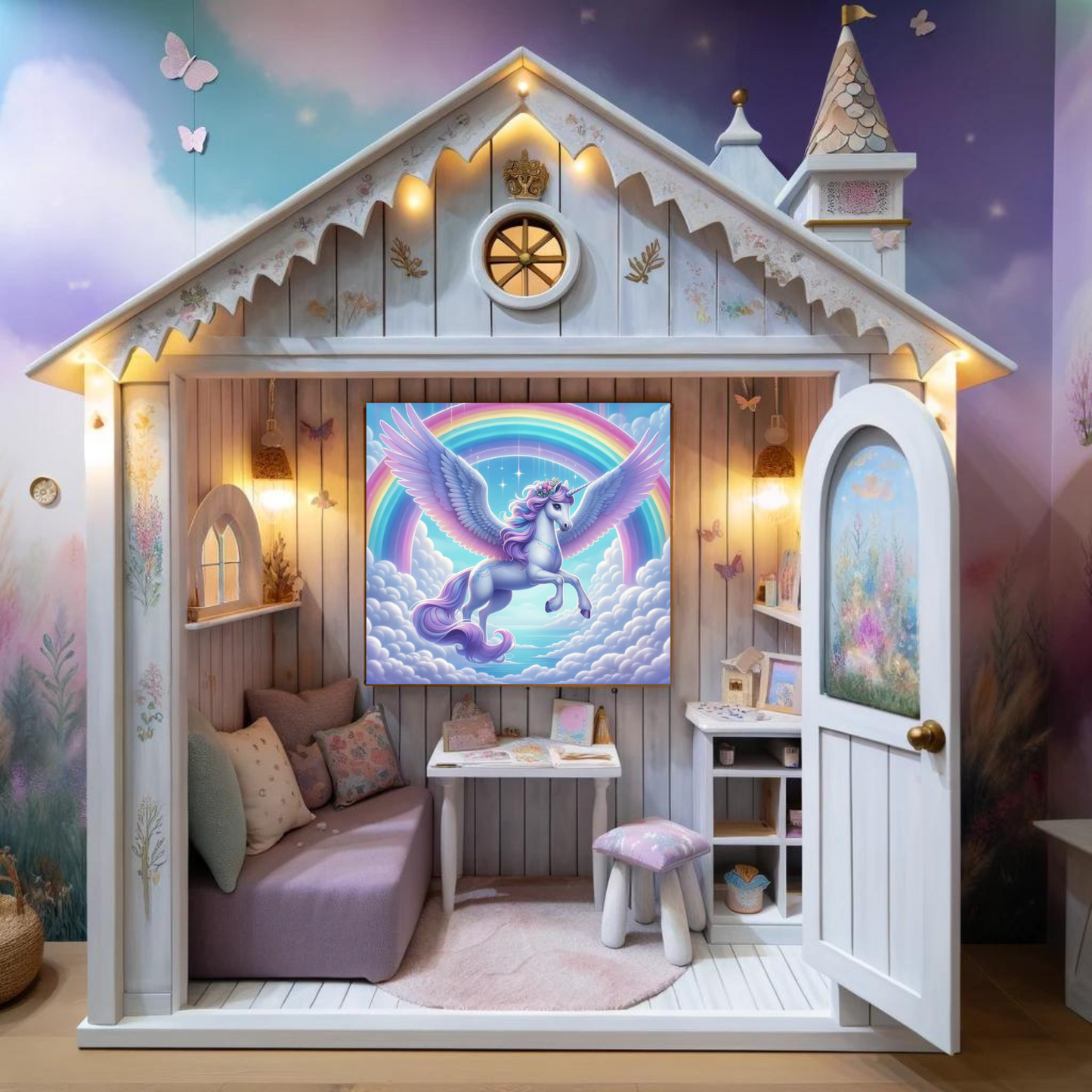 Alicorn Rainbow Canvas Wall Art