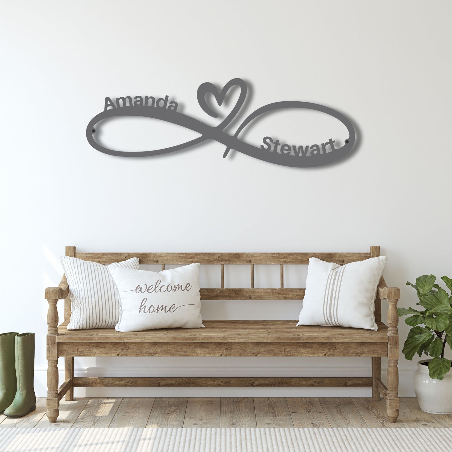 Personalized Infinity Heart Metal Wall Art