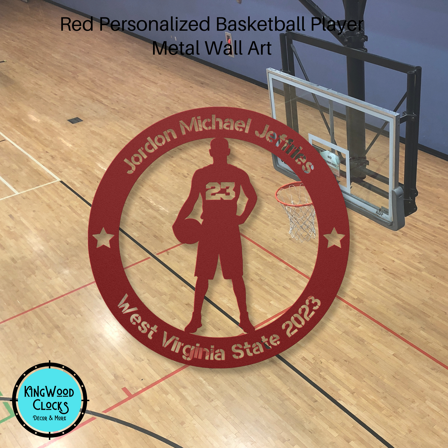 Personalized Basketball Player Metal Wall Art, Boys Bedroom Decor, Mens Sports Award, School Sports Athlete Trophy, Round All Star Plaque
