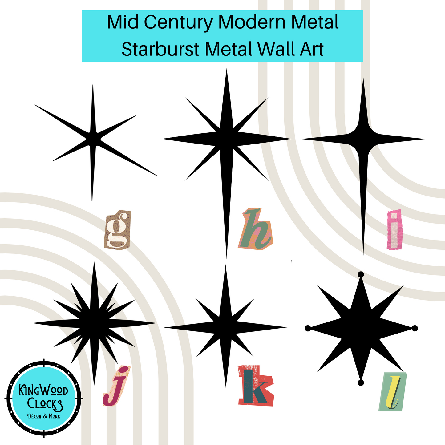 Mid Century Modern Starburst Decor Metal Wall Art