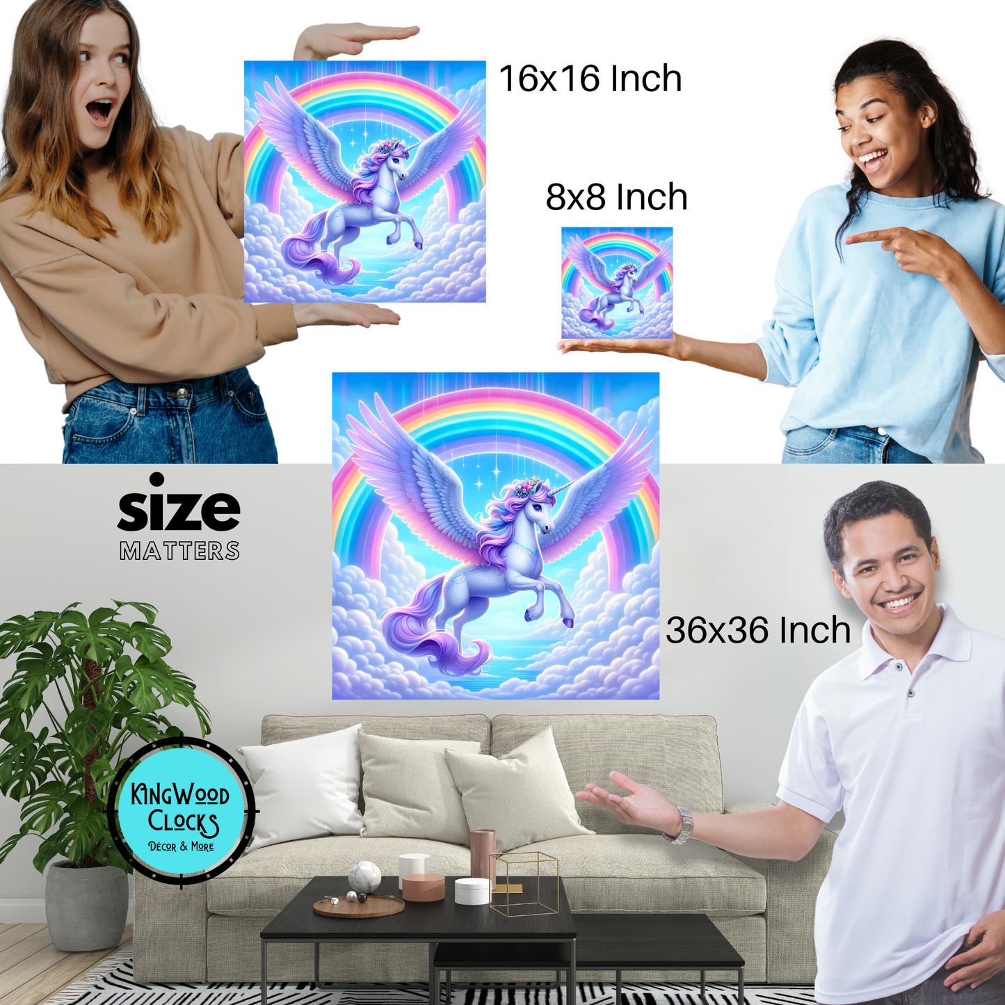 Alicorn Rainbow Canvas Wall Art