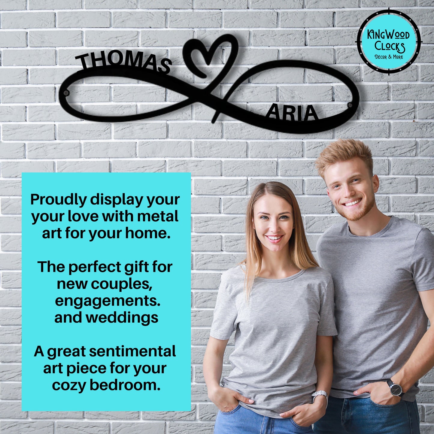 Personalized Infinity Heart Metal Wall Art