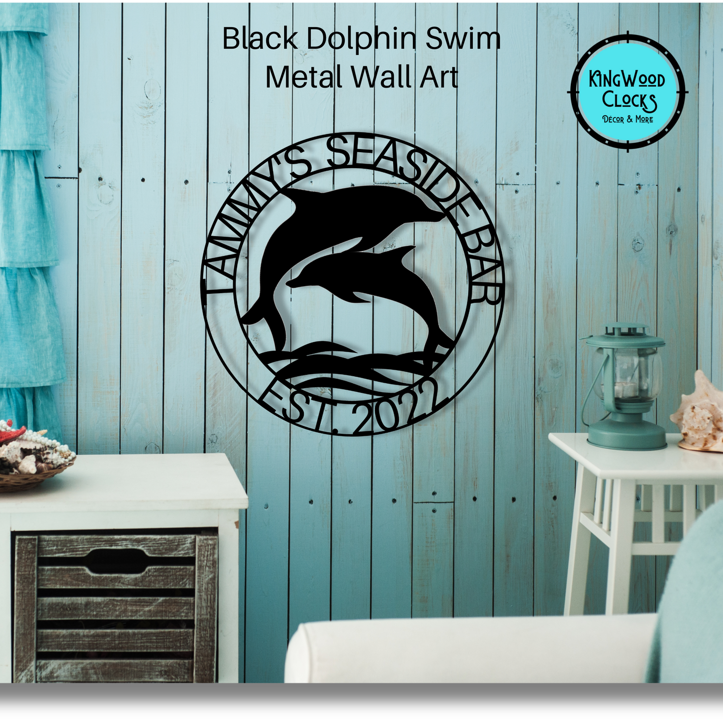 Dolphin Swim Metal Wall Art, Personalized Family Name Sign, Beach Home Address, Ocean Decor, Dolphin Lover Gift Sign, Established Date Hanging