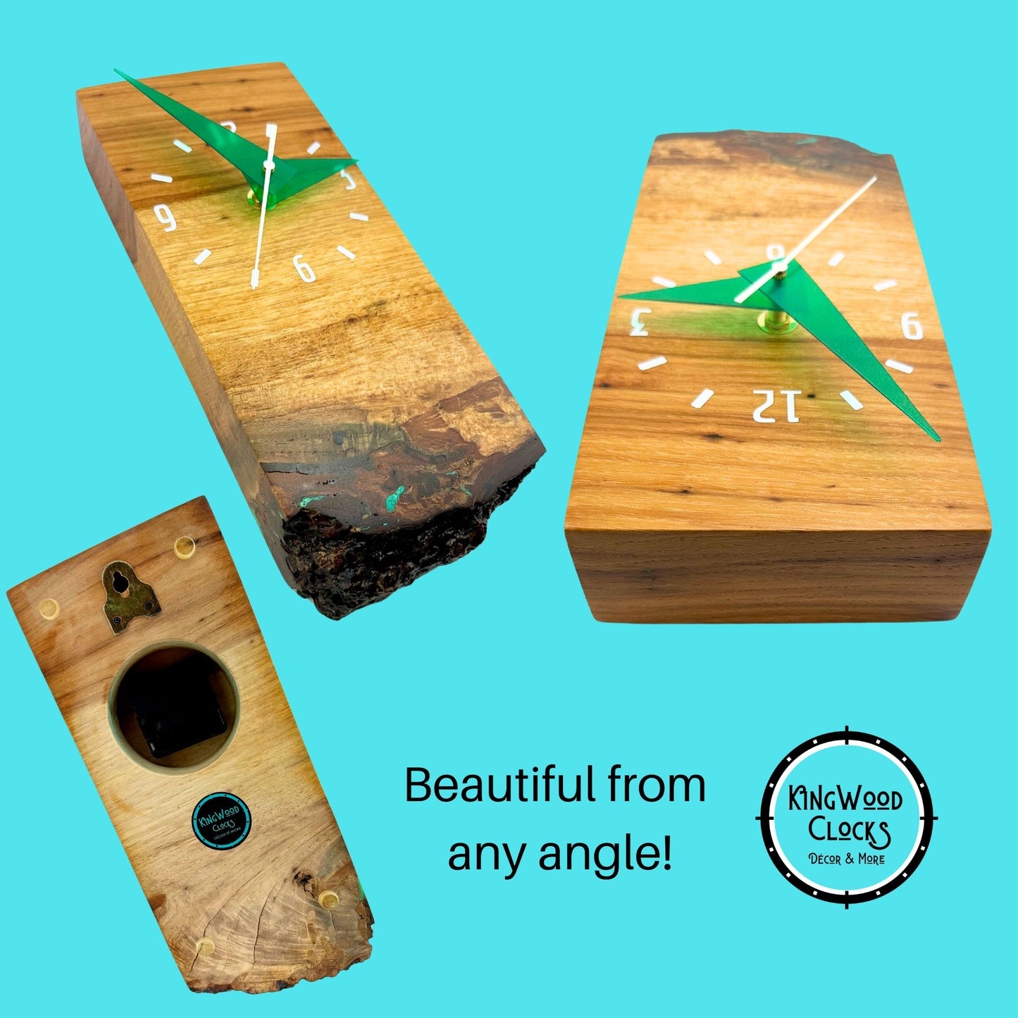 Unique Wooden Wall Decor Clock "Transparency", Live Edge Texas Pecan Slab, Eco Friendly Gifts, Epoxy Resin Art Clock For Office, Burl Wood