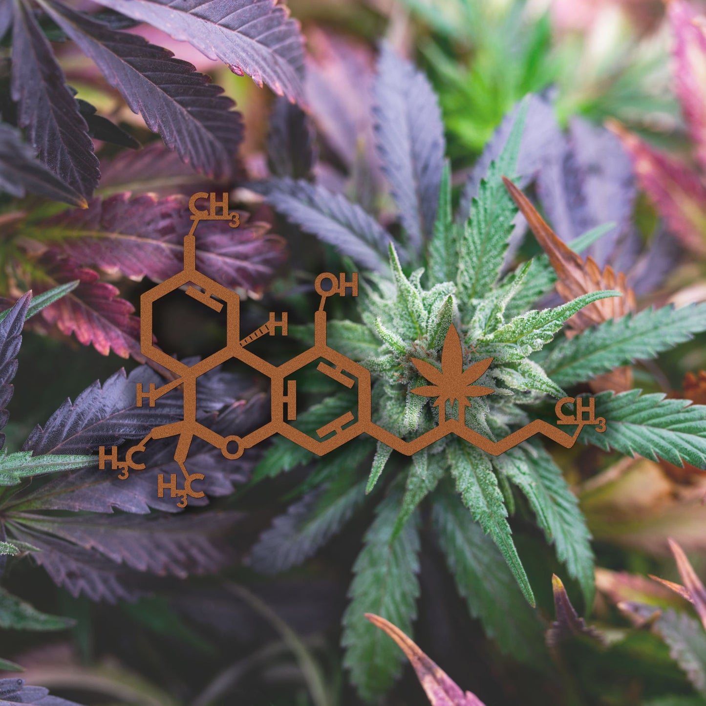 Marijuana Molecule Metal Wall Art, Cannabis Smoke Room Decor