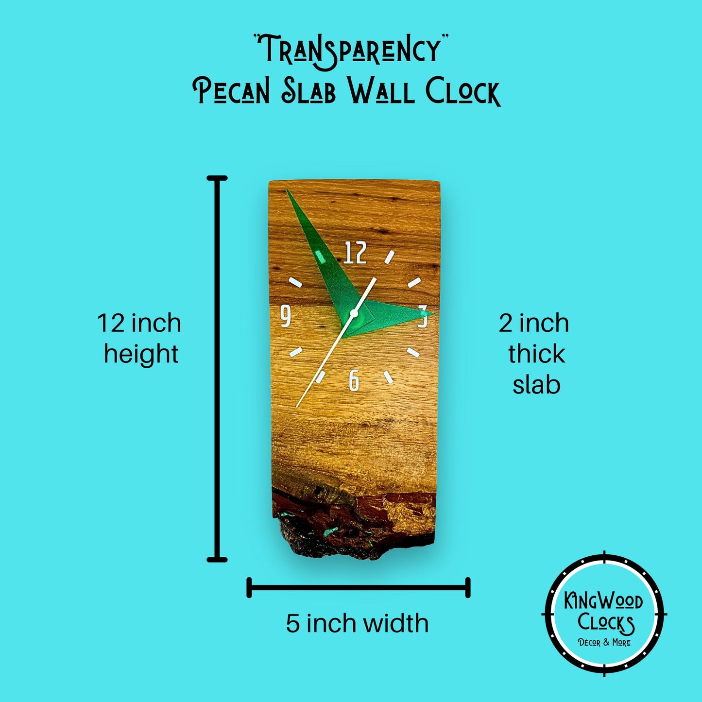 Unique Wooden Wall Decor Clock "Transparency", Live Edge Texas Pecan Slab, Eco Friendly Gifts, Epoxy Resin Art Clock For Office, Burl Wood