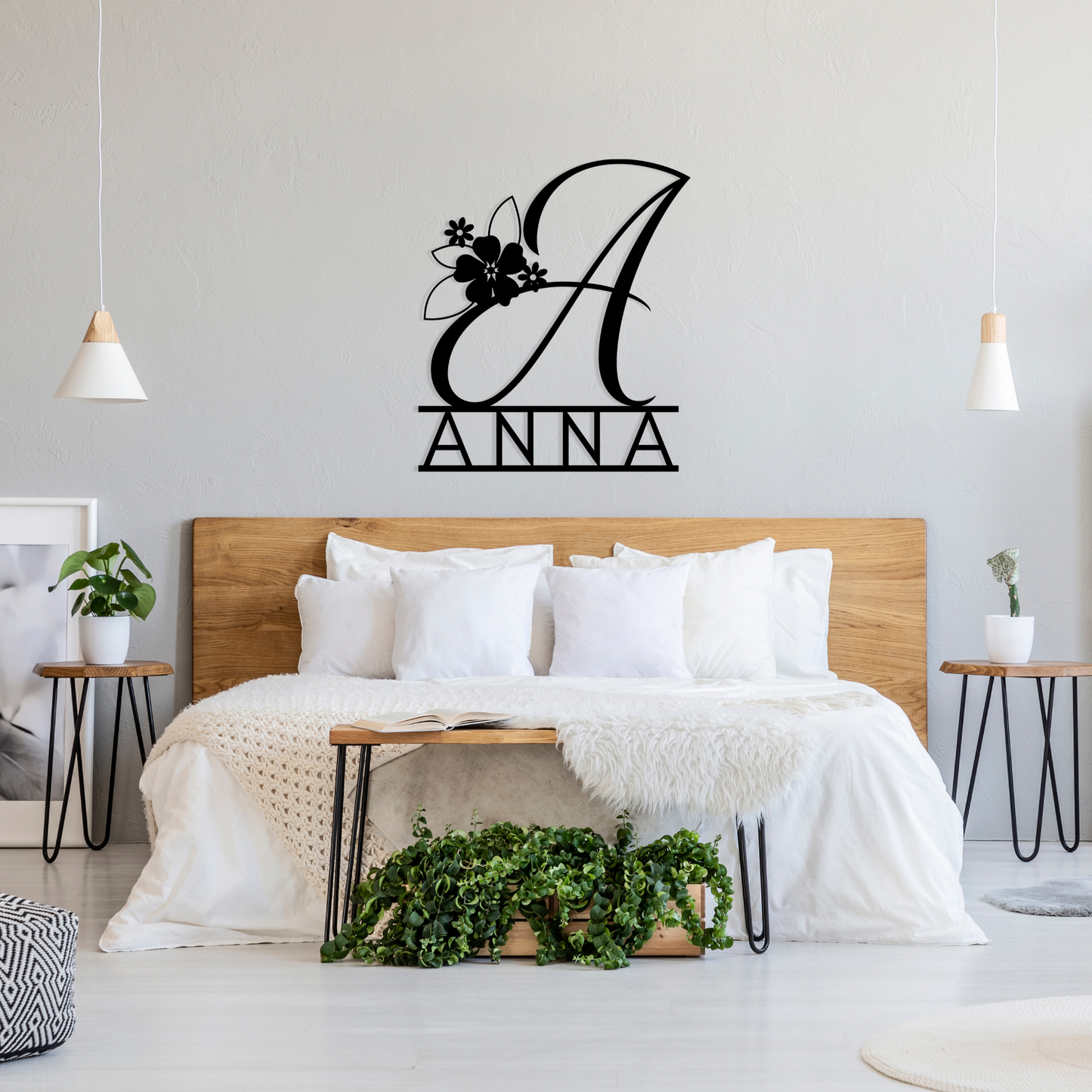 Personalized Floral Monogram Metal Sign