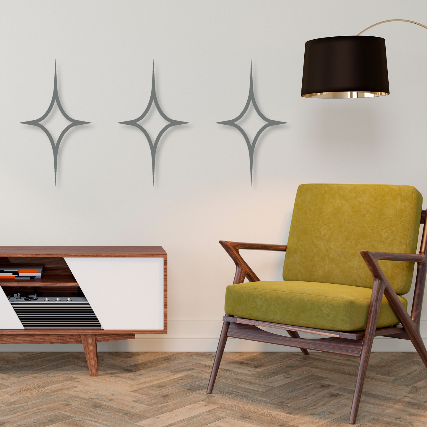Mid Century Modern Starburst Decor Metal Wall Art