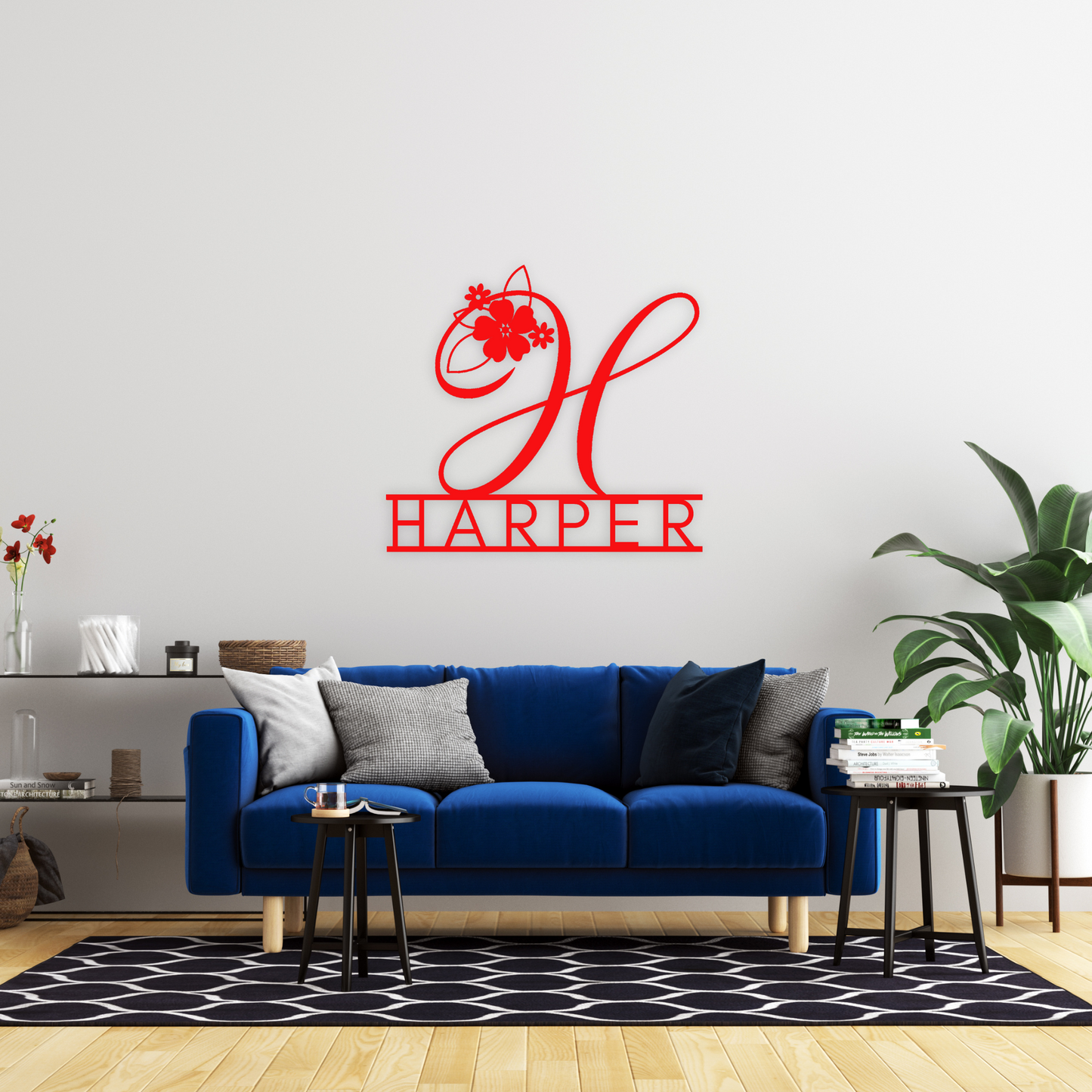 Personalized Floral Monogram Metal Sign
