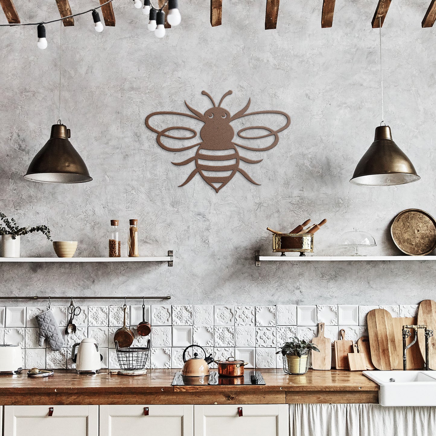 Happy Honey Bee Metal Wall Art, Outdoor Garden, Beehive Decor, Gifts For Her, Kids Nursery Decor, Wall Hanging Kitchen Art, Bee Love Gift