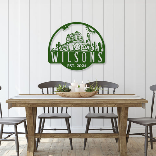 Personalized Family Name Sign,  Southwestern Metal Wall Decor