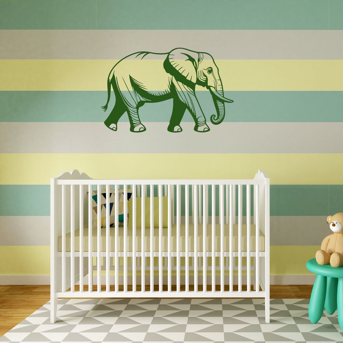 Elephant Metal Wall Art, Boy's Over Bed Bedroom Decor, Kids Animal Theme Playroom Decorations, Son & Grandson Gift