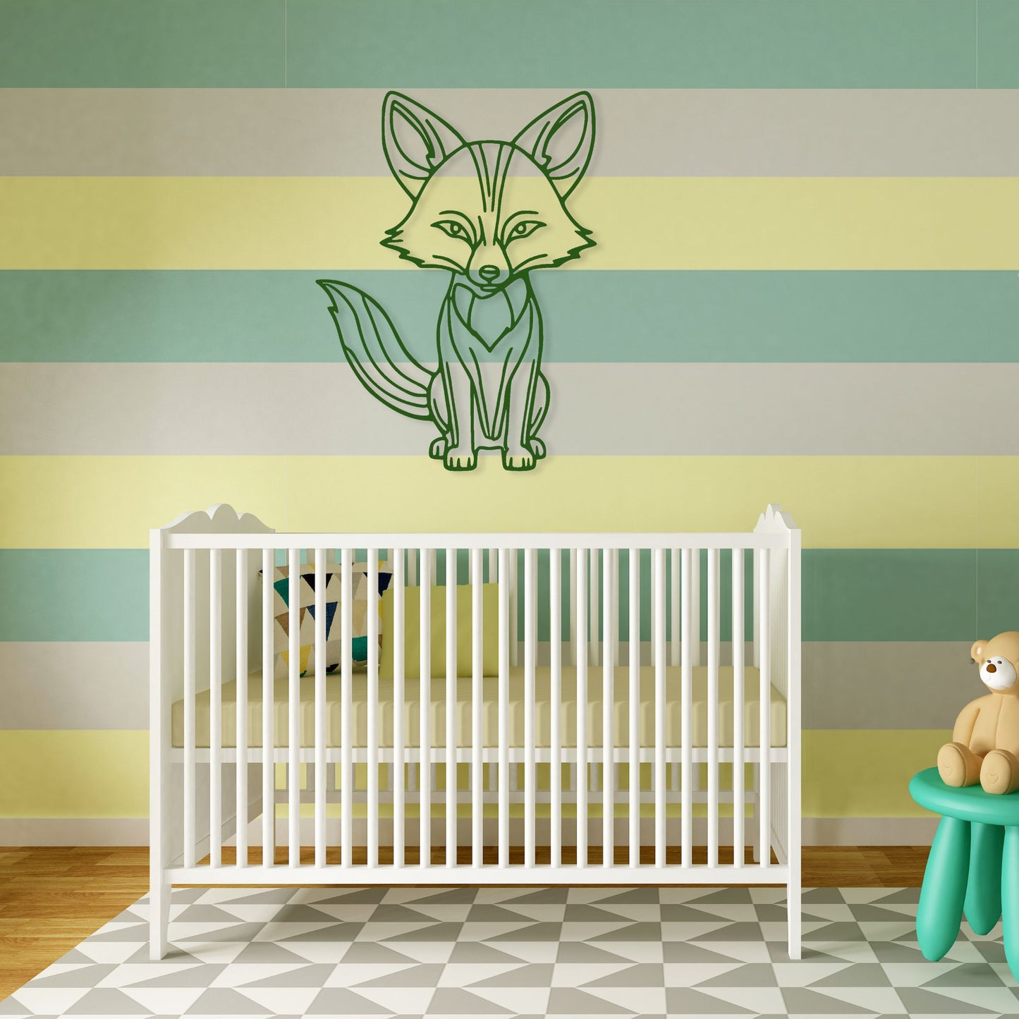 Fox Metal Wall Art, Kids Bedroom Decor, Animal Theme Playroom, Over The Bed Sign, Sons Birthday Gift, Grandson Gift