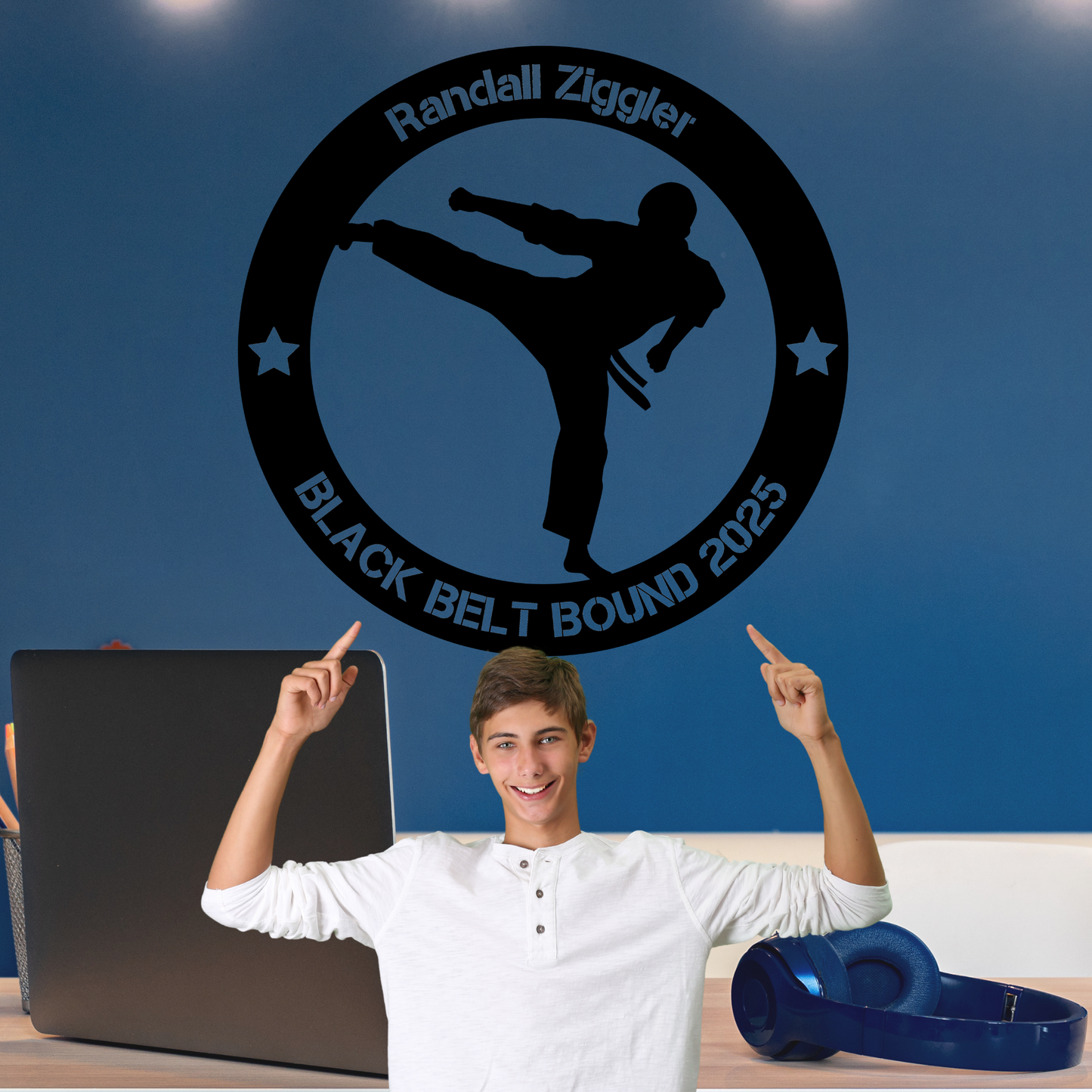 Personalized Martial Arts Boy Metal Wall Art