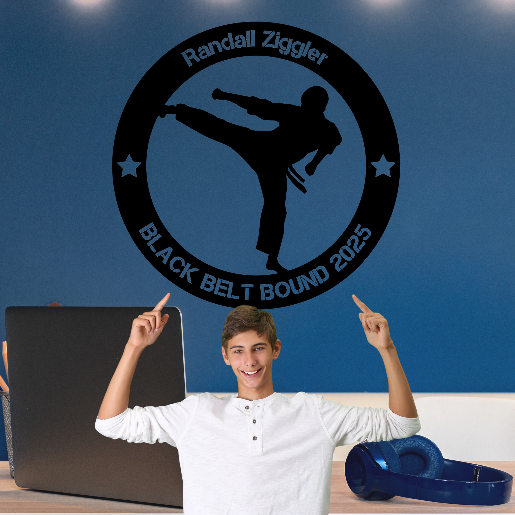 Personalized Martial Arts Boy Metal Wall Art