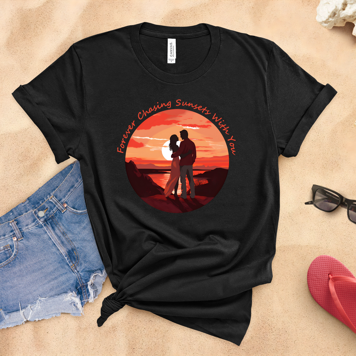 Chasing Sunsets With You T-shirt, Unisex, Matching Couple Vacation, Romantic Newlyweds, His and Hers Cruise Vacay Tee, Family Beach Trip